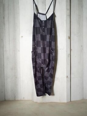 Striped Charcoal Gray Sleeveless Jumpsuit